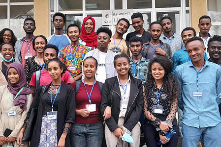 A picture of trainees in Ethiopia standing and smiling