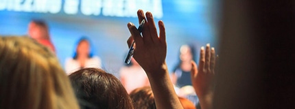 raised hands during a seminar